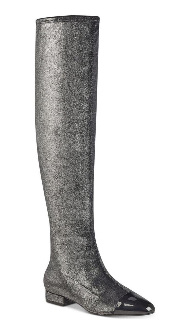 Women's Charcoal Grey Metallic Over-The-Knee Stretch Boots | NEW Size 8 M